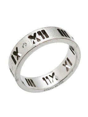 Tiffany & Co Ring Atlas Pierced 18k White Gold Diamond